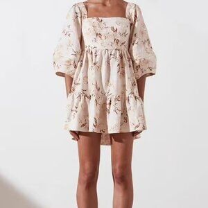 Shona Joy Roxanne Linen Open Back Mini Dress Flora
